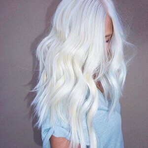 Long Curly Wavy White Non Lace Wig